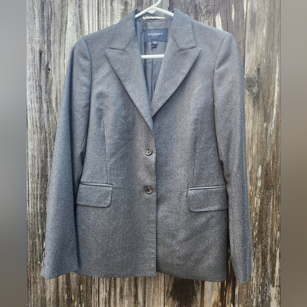 Authentic Burberry Classic Notch Collar Wool Flannel Blazer
